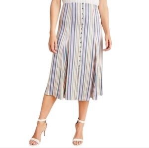 Anthropologie Maeve Freya Faux Button Front Full Hem Midi Skirt NWT Size 8